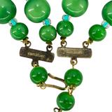 Signed Castlecliff Green Galalith Bead Necklace 2-Strand – Collectible vintage designer item