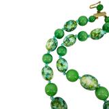 Signed Castlecliff Green Galalith Bead Necklace 2-Strand – Collectible vintage designer item