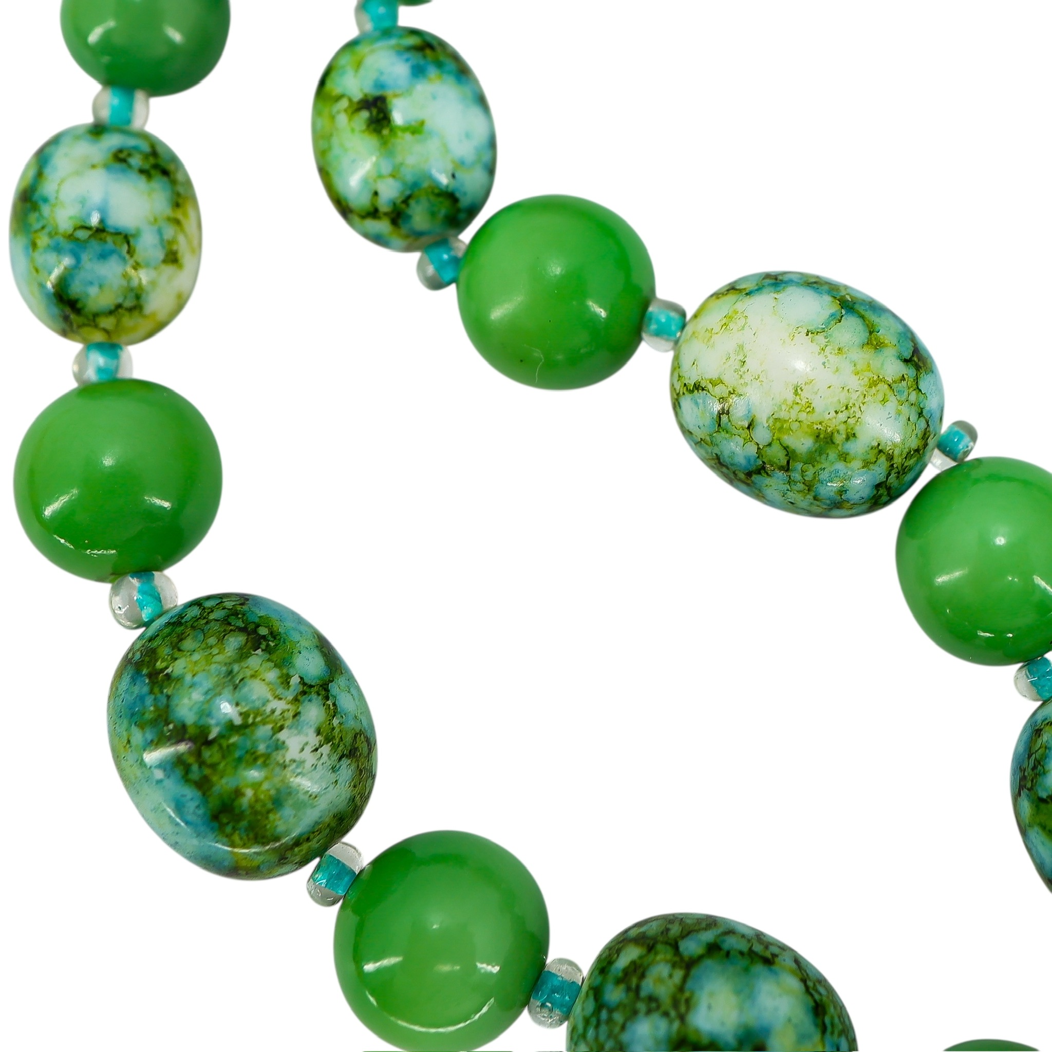 Signed Castlecliff Green Galalith Bead Necklace 2-Strand image 7