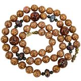 Cloisonne &  Czech Luster Glass Bead Necklace In Soft Natural And Gold Tone Colors - 22” – OOAK - Unique one of a kind item handmade by A World Of Things made using recycled materials 