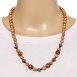 Cloisonne &  Czech Luster Glass Bead Necklace In Soft Natural And Gold Tone Colors - 22” – OOAK - Unique one of a kind item handmade by A World Of Things made using recycled materials 