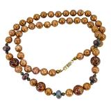 Cloisonne &  Czech Luster Glass Bead Necklace In Soft Natural And Gold Tone Colors - 22” – OOAK - Unique one of a kind item handmade by A World Of Things made using recycled materials 