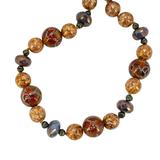 Cloisonne &  Czech Luster Glass Bead Necklace In Soft Natural And Gold Tone Colors - 22” – OOAK - Unique one of a kind item handmade by A World Of Things made using recycled materials 