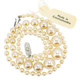 Art Deco 1920-40s Faux Pearl Necklace Glass Pearls Made in Czechoslovakia Graduated Strand – Rare collectible vintage item 
