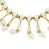 Vintage Faux Pearl Mid-Century Gold Tone Fringe Choker Necklace - Hollywood Regency – Rare Vintage Item