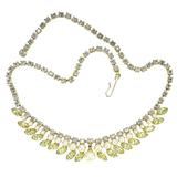 Vintage Green Rhinestone and Faux Pearl Mid Century Choker Necklace – Rare Vintage Item