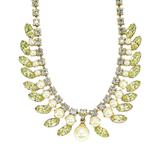 Vintage Green Rhinestone and Faux Pearl Mid Century Choker Necklace – Rare Vintage Item