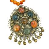 Maximalist Boho Kuchi-Style Pendant Necklace Sardonyx & Green Ceramic Beads – OOAK - Unique one of a kind item handmade by A World Of Things made using recycled materials 
