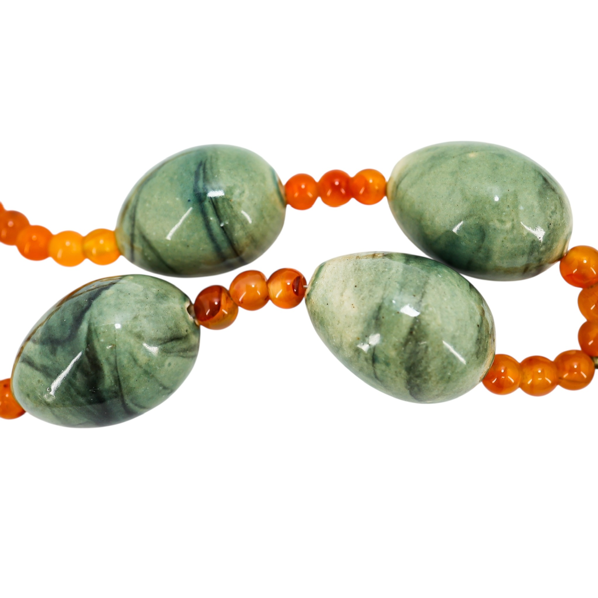 Maximalist Boho Kuchi-Style Pendant Necklace Sardonyx & Green Ceramic Beads image 6