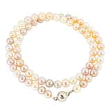 Vintage LANG Austria Multicolor Pearl Necklace with 925 Silver Magnetic Clasp – Collectible vintage item
