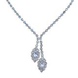 Vintage Light Blue Rhinestone Necklace Leaf Y Drop 16" – Vintage item