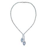 Vintage Light Blue Rhinestone Necklace Leaf Y Drop 16" – Vintage item