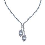 Vintage Light Blue Rhinestone Necklace Leaf Y Drop 16" – Vintage item