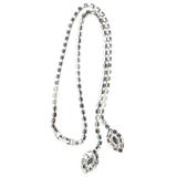 Vintage Light Blue Rhinestone Necklace Leaf Y Drop 16" – Vintage item