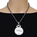 Artisan Modernist Sterling Silver Mother Of Pearl Necklace – Studio made / small batch item  - Estate find