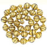 Murano Gold Foil Sommerso And Filigrana Spiral Black Thread Necklace 23” – Rare collectible vintage item 