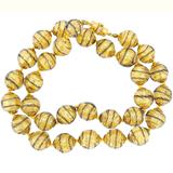 Murano Gold Foil Sommerso And Filigrana Spiral Black Thread Necklace 23” – Rare collectible vintage item 