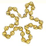 Murano Gold Foil Sommerso And Filigrana Spiral Black Thread Necklace 23” – Rare collectible vintage item 