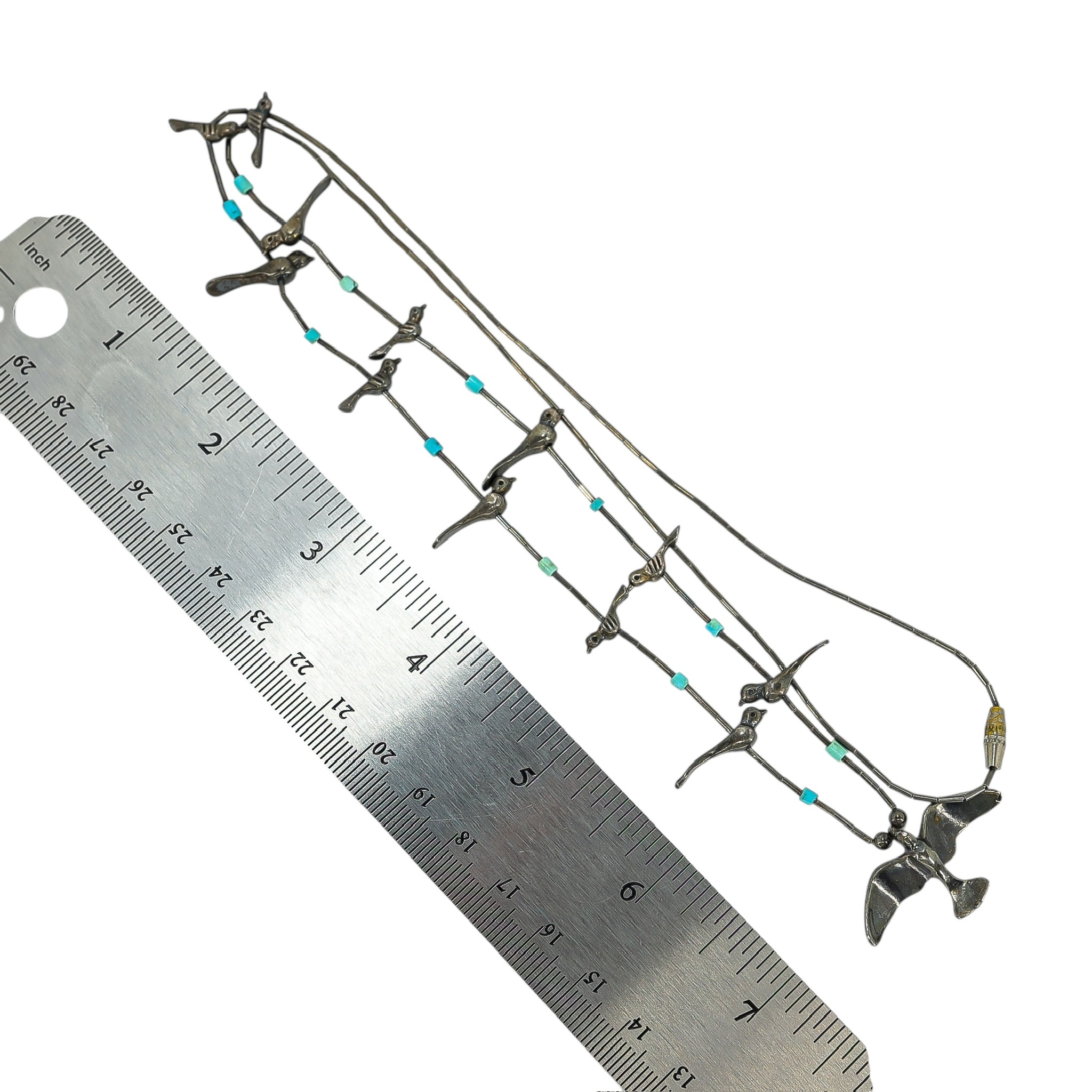 Vintage Southwestern Sterling Silver Lost Wax Cast Handcrafted Fetish Birds Necklace image 3