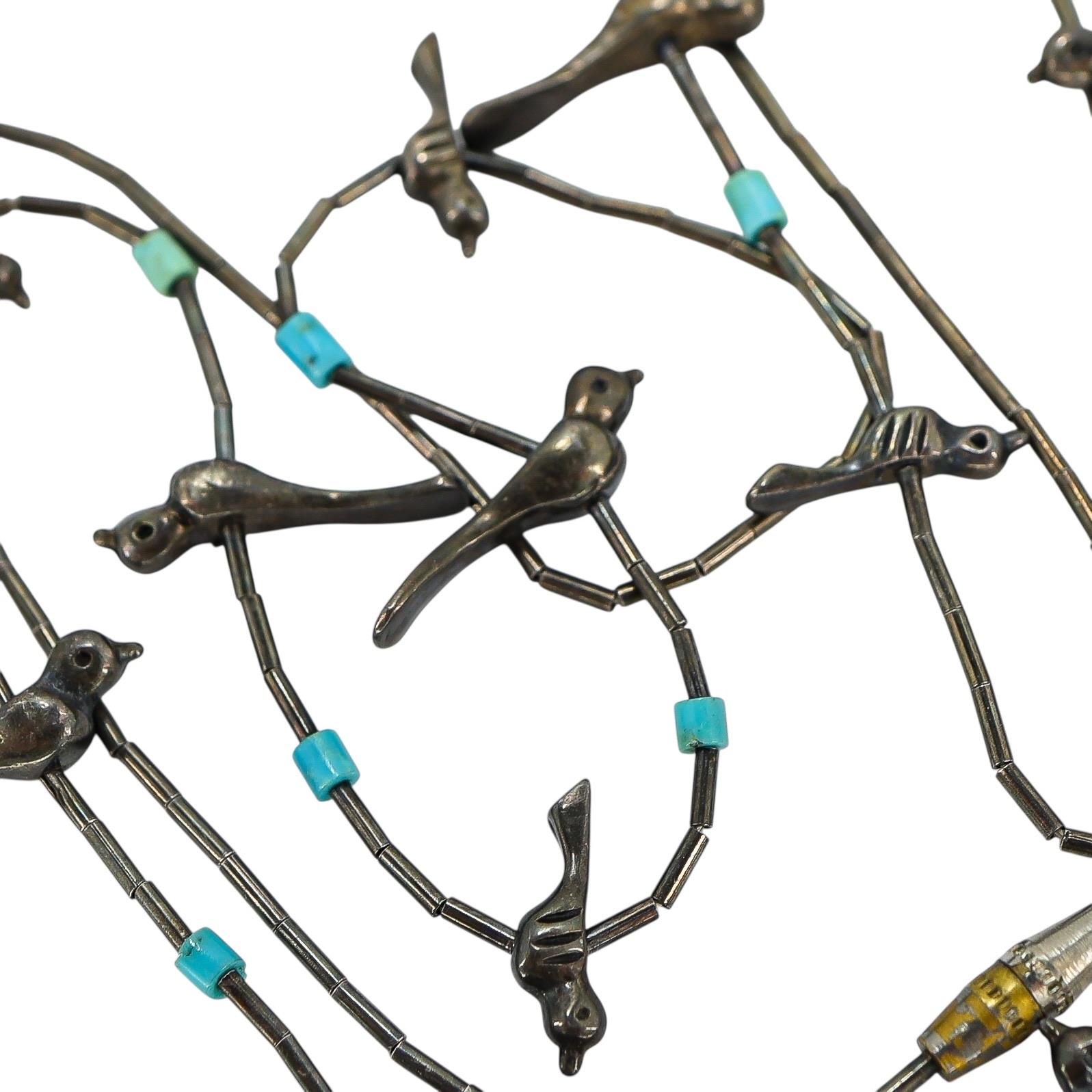 Vintage Southwestern Sterling Silver Lost Wax Cast Handcrafted Fetish Birds Necklace image 4