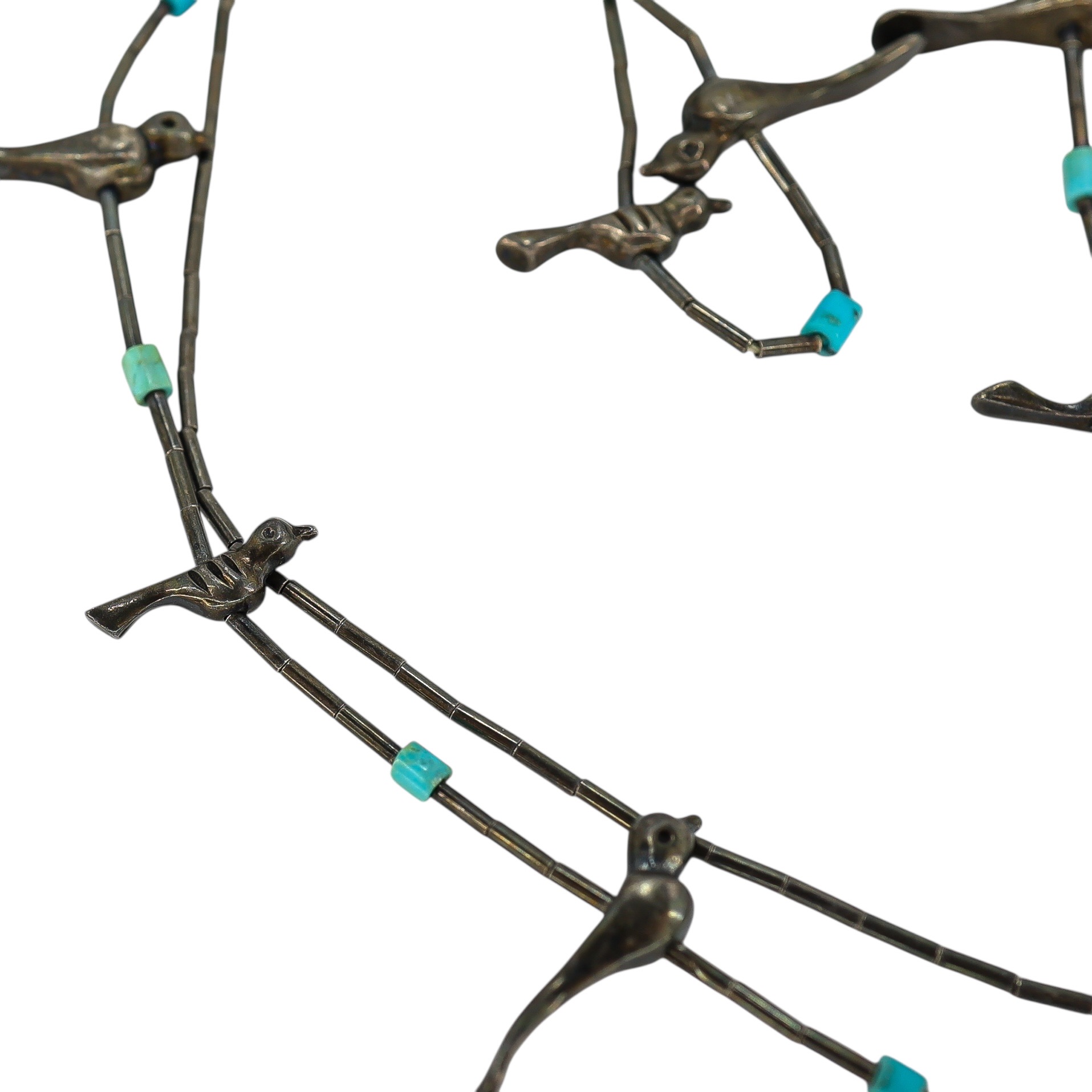 Vintage Southwestern Sterling Silver Lost Wax Cast Handcrafted Fetish Birds Necklace image 5