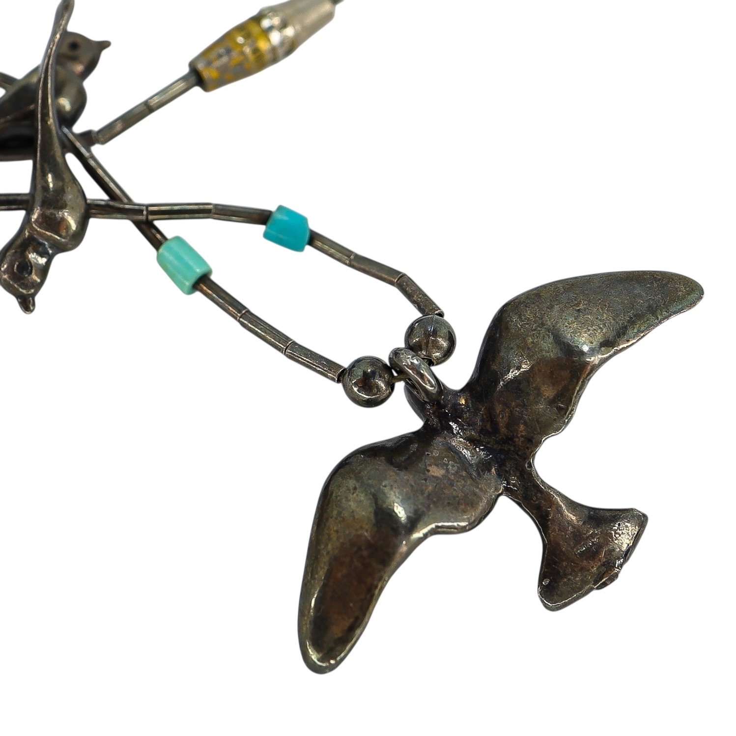 Vintage Southwestern Sterling Silver Lost Wax Cast Handcrafted Fetish Birds Necklace image 6