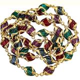 Swarovski Signed Coffee Bean Poured Glass Necklace Holiday Colors – Collectible vintage designer item