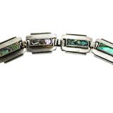Vintage Taxco Sterling Silver Abalone Inlay Choker Necklace – 15” - Razor Blade Links – Collectible vintage item