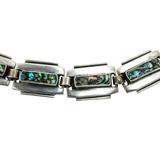 Vintage Taxco Sterling Silver Abalone Inlay Choker Necklace – 15” - Razor Blade Links – Collectible vintage item