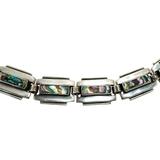 Vintage Taxco Sterling Silver Abalone Inlay Choker Necklace – 15” - Razor Blade Links – Collectible vintage item