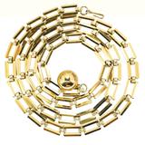 Trifari 1940s Modernist Long Chain Necklace w Orb Charm Pendant 38” – Collectible vintage designer item