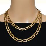 Trifari 1940s Modernist Long Chain Necklace w Orb Charm Pendant 38” – Collectible vintage designer item