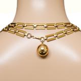 Trifari 1940s Modernist Long Chain Necklace w Orb Charm Pendant 38” – Collectible vintage designer item