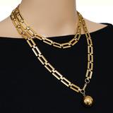 Trifari 1940s Modernist Long Chain Necklace w Orb Charm Pendant 38” – Collectible vintage designer item