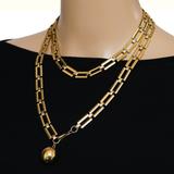 Trifari 1940s Modernist Long Chain Necklace w Orb Charm Pendant 38” – Collectible vintage designer item
