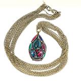 Trifari Renaissance Stained Glass Drop Necklace Multi-Chain – Collectible vintage designer item