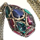 Trifari Renaissance Stained Glass Drop Necklace Multi-Chain – Collectible vintage designer item