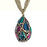 Trifari Renaissance Stained Glass Drop Necklace Multi-Chain – Collectible vintage designer item