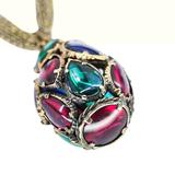 Trifari Renaissance Stained Glass Drop Necklace Multi-Chain – Collectible vintage designer item
