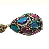 Trifari Renaissance Stained Glass Drop Necklace Multi-Chain – Collectible vintage designer item