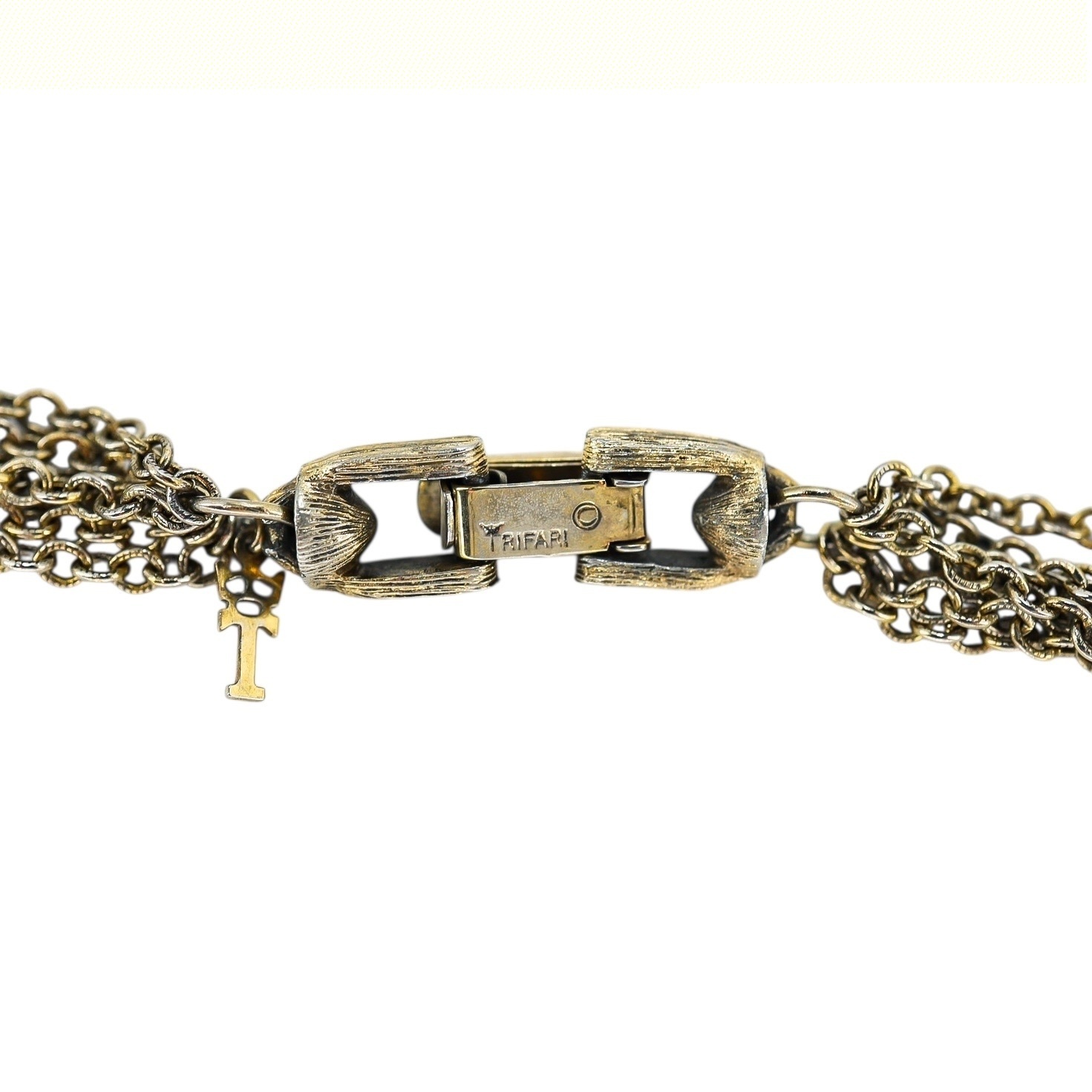 Trifari Renaissance Stained Glass Drop Necklace Multi-Chain image 12