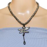 Early UnoDe50 Leather And Metal Beaded Dragonfly Necklace - Post Grunge Industrial Boho – Collectible designer item - retired