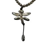 Early UnoDe50 Leather And Metal Beaded Dragonfly Necklace - Post Grunge Industrial Boho – Collectible designer item - retired