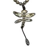Early UnoDe50 Leather And Metal Beaded Dragonfly Necklace - Post Grunge Industrial Boho – Collectible designer item - retired