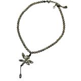 Early UnoDe50 Leather And Metal Beaded Dragonfly Necklace - Post Grunge Industrial Boho – Collectible designer item - retired