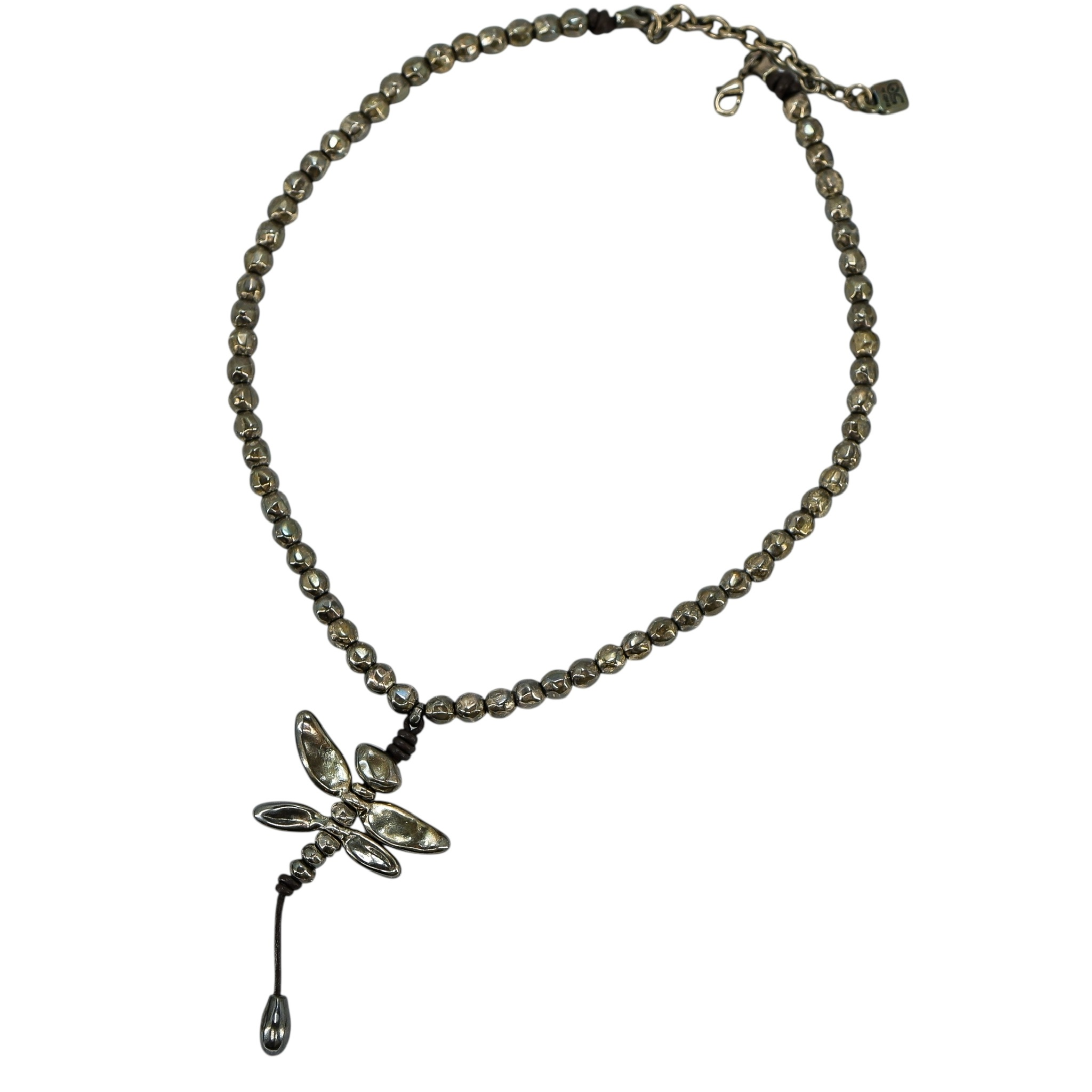 Early UnoDe50 Leather And Metal Beaded Dragonfly Necklace - Post Grunge Industrial Boho image 4