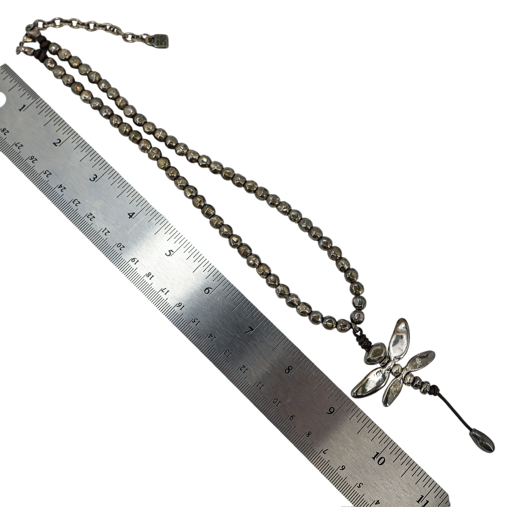 Early UnoDe50 Leather And Metal Beaded Dragonfly Necklace - Post Grunge Industrial Boho image 5