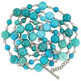 Whitney Kelly 35" Sterling Turquoise Necklace – Linked Beads – Signed WK 925 China – Collectible designer item - retired