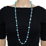 Whitney Kelly 35" Sterling Turquoise Necklace – Linked Beads – Signed WK 925 China – Collectible designer item - retired