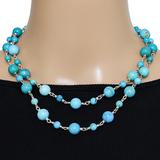 Whitney Kelly 35" Sterling Turquoise Necklace – Linked Beads – Signed WK 925 China – Collectible designer item - retired